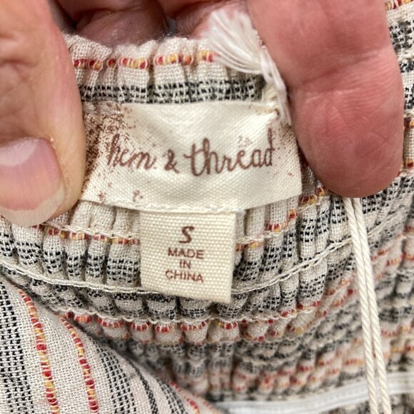 Hem & Thread Short Striped Sundress, Sz Small, High Waist, Straps, Smocking, NEW - Picture 3 of 9